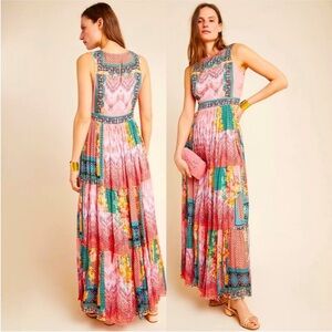 Bhanuni by Jyoti Alessandra Pink Mixed Print Sleeveless Maxi Dress